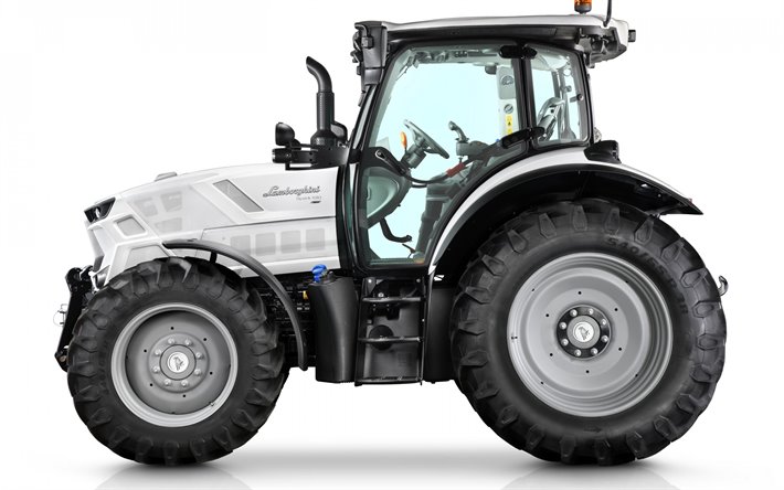 lamborghini spark 130 vrt, seitenansicht, modernen traktor, neuen wei&#223;en funken 130, modernen landmaschinen, lamborghini