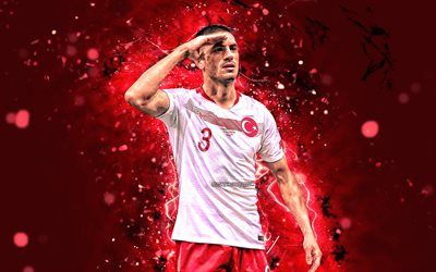 Merih Demiral, 4k, Turkiet Landslaget, fotboll, fotbollsspelare, Demiral, abstrakt konst, neon lights, Turkisk fotboll