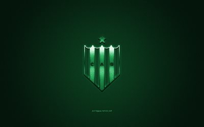 Club Atletico Banfield, Argentino del club di calcio Argentina Primera Division, logo verde, verde contesto in fibra di carbonio, calcio, Banfield, Argentina, Banfield logo