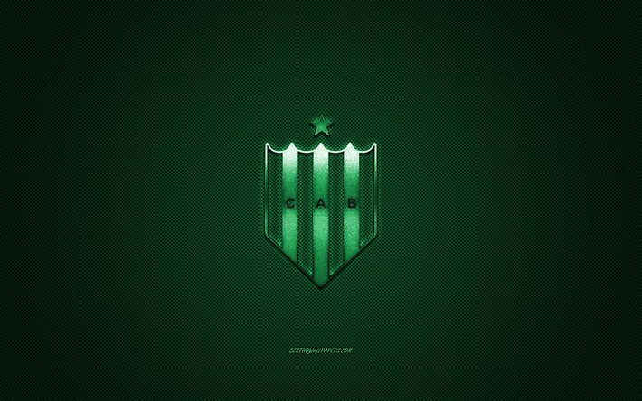Club Atletico Banfield, Argentino del club di calcio Argentina Primera Division, logo verde, verde contesto in fibra di carbonio, calcio, Banfield, Argentina, Banfield logo