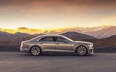 2020, Bentley Flying Spur Blackline, sivukuva, ulkoa, luxury sedan, uusi beige Flying Spur, Brittil&#228;inen luksusautojen, Bentley
