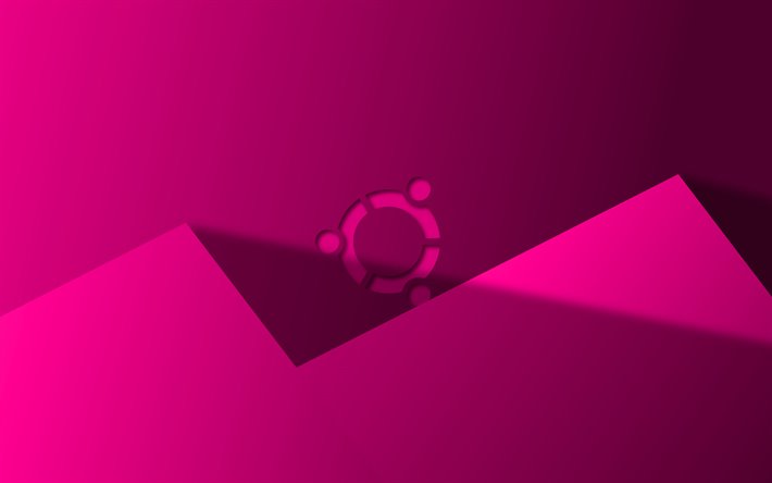 4k, Ubuntu mor logo, minimal, Linux, mor Materyal Tasarımı, yaratıcı, Ubuntu logo, marka, Ubuntu