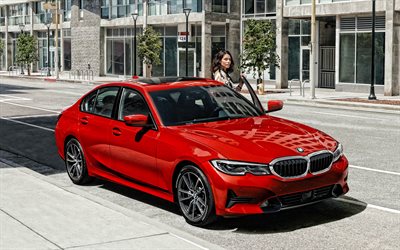 BMW 3, 2020, exterior, vista frontal, limousine vermelho, 3-s&#233;rie, vermelho novo BMW s&#233;rie 3, Carros alem&#227;es, BMW