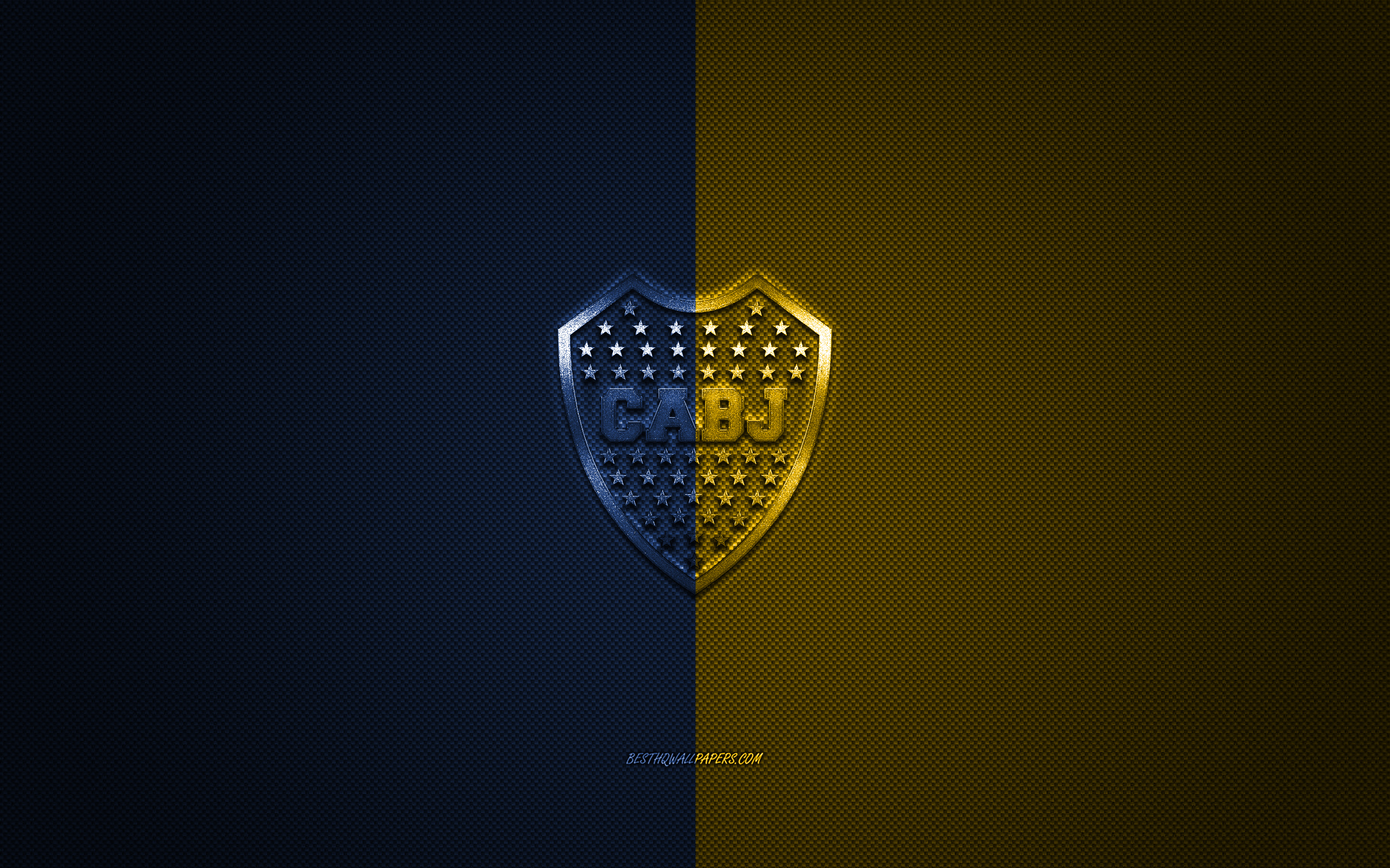 Descargar fondos de pantalla Boca Juniors, de Argentina club de fútbol  Argentino de Primera División, azul logo amarillo, azul y amarillo de fibra  de carbono de fondo, de fútbol, de la ciudad