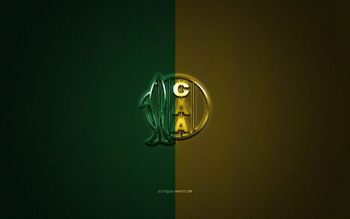 Club Atletico Aldosivi, Argentinean football club, Argentine Primera Division, green-yellow logo, green-yellow carbon fiber background, football, Mar del Plata, Argentina, CA Aldosivi logo