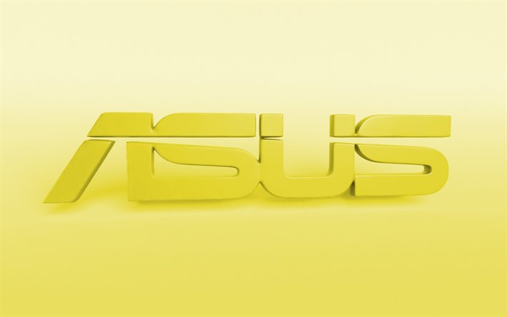 Asus giallo logo, creativo, giallo, sfondo sfocato, minimal, Asus logo, la grafica, Asus