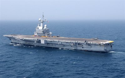 Charles de Gaulle, R91, French Navy, nuclear attack aircraft carrier, French aircraft carrier, French warship, seascape, NATO
