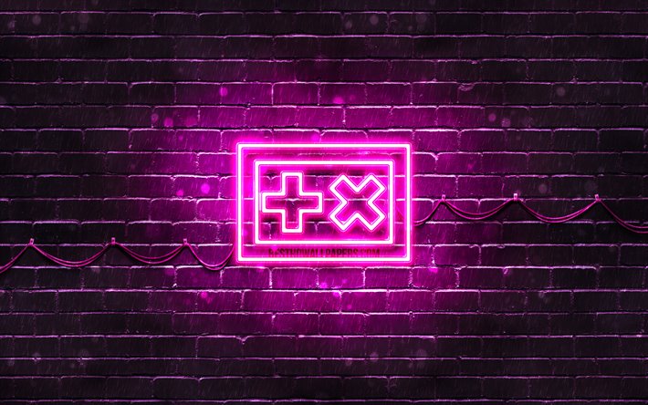 Martin Garrix violette logo, 4k, superstars, n&#233;erlandais DJs, violet brickwall, Martin Garrix logo, Martijn G&#233;rard Garritsen, Martin Garrix, stars de la musique, Martin Garrix n&#233;on logo