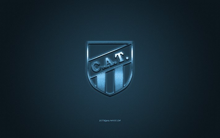 Club Atletico Tucuman, Argentina squadra di calcio Argentina Primera Division, logo blu, blu contesto in fibra di carbonio, calcio, San Miguel de Tucuman, Argentina, CA Tucuman logo