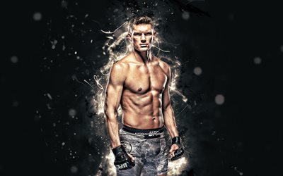 Stephen Thompson, 4k, white neon lights, English fighters, MMA, UFC, Mixed martial arts, Stephen Thompson 4K, UFC fighters, MMA fighters, Stephen Randall Thompson