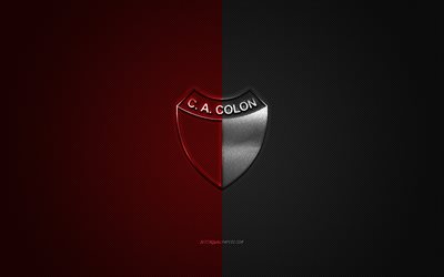 Colon Santa FE, Argentinean football club, Argentine Primera Division, red-black logo, red-black carbon fiber background, football, Santa Fe, Argentina, CA Colon logo