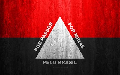 Bandiera di Passos, 4k, pietra, sfondo, citt&#224; Brasiliana, grunge, bandiera, Passos, Brasile, Passos bandiera, arte, texture, le bandiere delle citt&#224; brasiliane