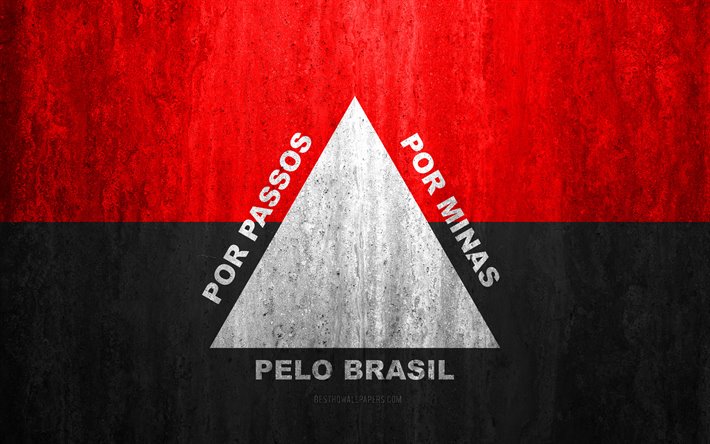 Flag of Passos, 4k, stone background, Brazilian city, grunge flag, Passos, Brazil, Passos flag, grunge art, stone texture, flags of brazilian cities