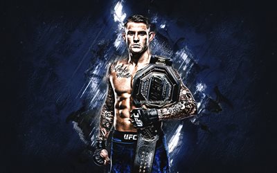 dustin poirier, portr&#228;t, american fighter, ufc, blue stone background, usa, ultimate fighting championship
