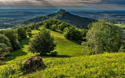 Hohenzollern城, 4k, ドイツのランドマーク, Bisingen, ドイツ, 欧州, ハウスのHohenzollern, HDR, beautfiul自然