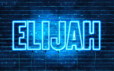 Elijah, 4k, wallpapers with names, female names, Elijah name, purple neon lights, horizontal text, picture with Elijah name