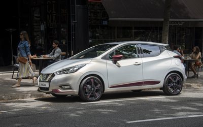 Nissan Micra N-Style, 2019, hatchback, side view, exterior, white hatchback, new white Micra, japanese cars, Nissan