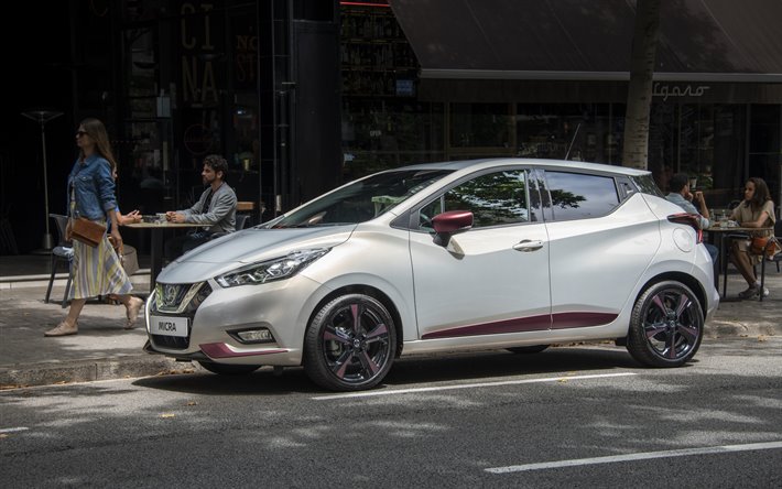 Nissan Micra N-Style, 2019, due volumi, vista laterale, esterno, bianco, monovolume, nuovo bianco Micra, auto giapponesi, Nissan