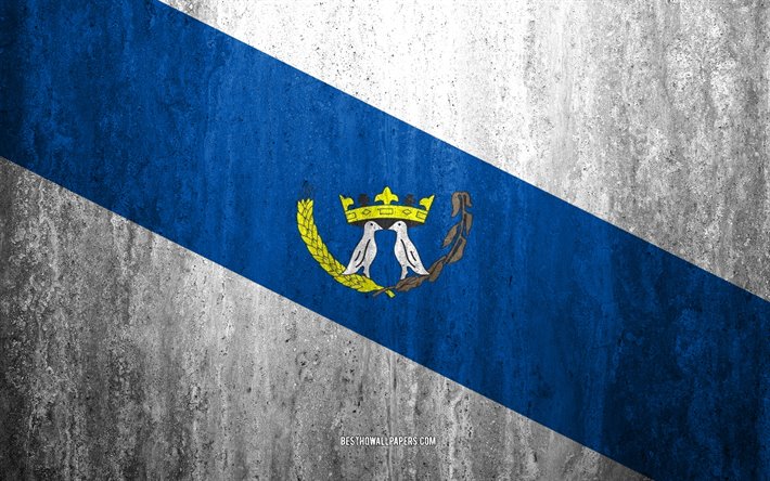 Bandiera di Ponta Grossa, 4k, pietra, sfondo, citt&#224; Brasiliana, grunge, bandiera, Ponta Grossa, Brasile, Ponta Grossa bandiera, arte, texture, le bandiere delle citt&#224; brasiliane