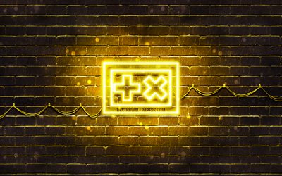 Martin Garrix logo jaune, 4k, superstars, n&#233;erlandais DJs, jaune brickwall, Martin Garrix logo, Martijn G&#233;rard Garritsen, Martin Garrix, stars de la musique, Martin Garrix n&#233;on logo