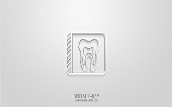 Dental X-ray 3d icon, white background, 3d symbols, Dental X-ray, creative 3d art, 3d icons, Dental X-ray sign, Medicine 3d icons, Dentistry 3d icons