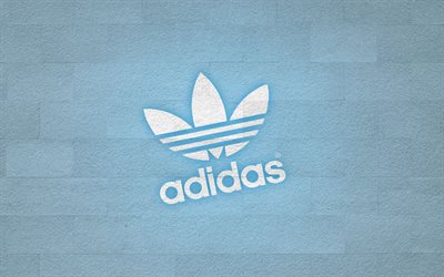 Adidas logo, sininen kivi tausta, Adidas grunge tausta, luova taide, Adidas