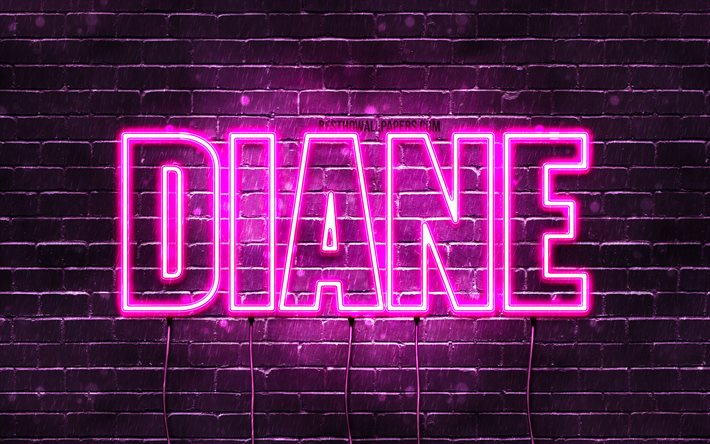 ダイアン, 4k, 名前の壁紙, 女性の名前, ダイアンの名前, 紫色のネオン, ハッピーバースデーダイアン, 人気のフランスの女性の名前, ダイアンの名前の絵