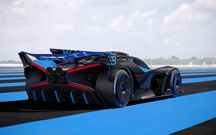 Bugatti Bolide Concept, 2020, vue arri&#232;re, ext&#233;rieur, supercar de luxe, voiture de luxe fran&#231;aise, Bugatti