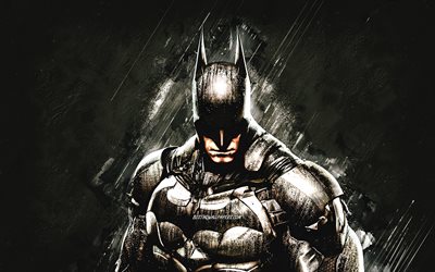 Batman, superhero, portrait, black stone background, Batman Arkham Knight