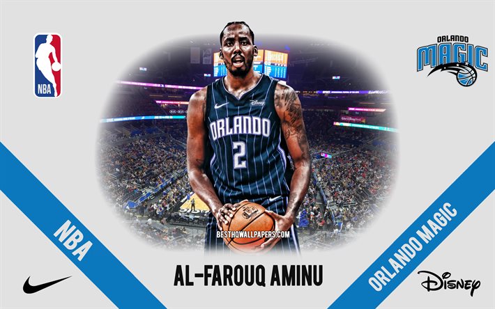 Al-Farouq Aminu, Orlando Magic, Nigerian Basketball Player, NBA, portrait, USA, basketball, Amway Center, Orlando Magic logo
