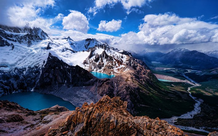Argentina, 4k, bela natureza, montanhas, Am&#233;rica do Sul, picos de montanhas, lagos