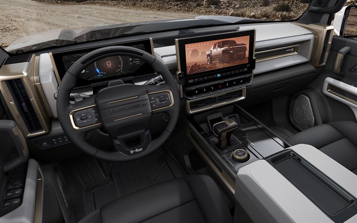 GMC Hummer EV, 2022, interior, dashboard, Hummer interior, electric cars, new Hummer, GMC