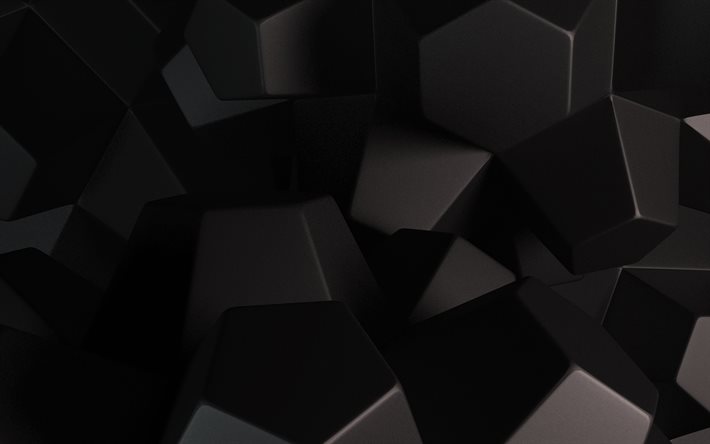 黒の3Dキューブ, 立方体の黒い背景, 創造的な黒い背景, 3D背景, 3Dキューブテクスチャ