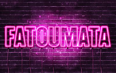 Fatoumata, 4k, wallpapers with names, female names, Fatoumata name, purple neon lights, Happy Birthday Fatoumata, popular french female names, picture with Fatoumata name