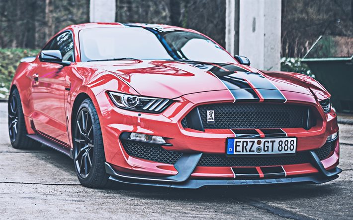 Ford Mustang Shelby GT350, 4k, superautot, 2020 autoa, HDR, punainen Mustang, 2020 Ford Mustang, amerikkalaiset autot, Ford