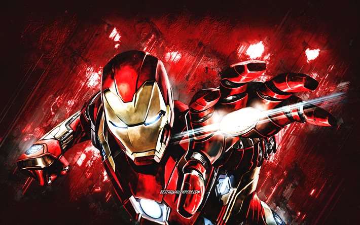 Fortnite Iron Man Skin, Fortnite characters, Fortnite, red stone background, Iron Man, Fortnite skins, Iron Man Skin, Iron Man Fortnite