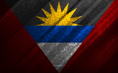 Drapeau d&#39;Antigua-et-Barbuda, abstraction multicolore, drapeau mosa&#239;que d&#39;Antigua-et-Barbuda, Antigua-et-Barbuda, art de la mosa&#239;que, drapeau d&#39;Antigua-et-Barbuda