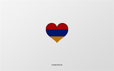 アルメニアが大好き, ヨーロッパ諸国, アルメニア, 灰色の背景, アルメニアの旗の心, 好きな国