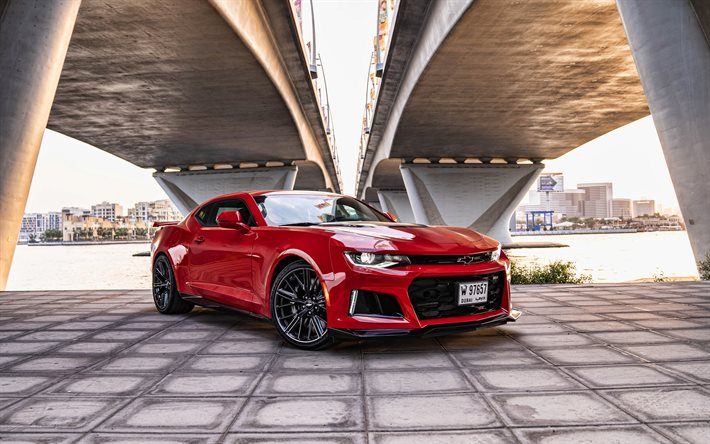 Chevrolet Camaro ZL1, 4k, supercars, voitures 2021, AE-spec, Chevrolet Camaro rouge, Chevrolet Camaro ZL1 2021, voitures am&#233;ricaines, Chevrolet