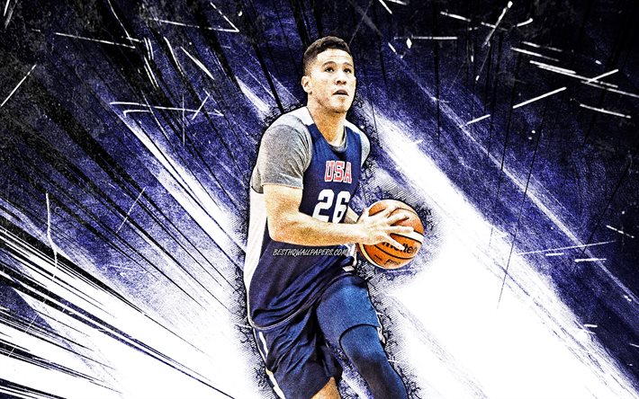 4k, Devin Booker, grunge art, USA Basketball Mens National Team, basket, Devin Armani Booker, USA: s herrlandslag i basket, bl&#229; abstrakta str&#229;lar, Devin Booker 4K