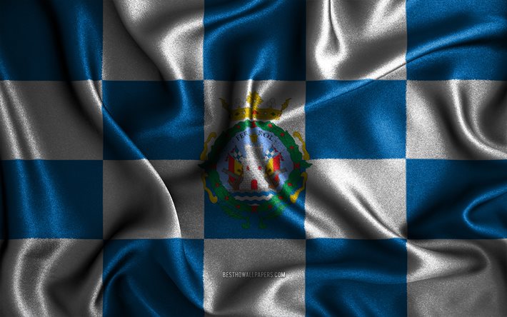 Bandiera Ferrol, 4k, bandiere ondulate di seta, citt&#224; spagnole, Giorno di Ferrol, Bandiera di Ferrol, bandiere in tessuto, arte 3D, Ferrol, citt&#224; della Spagna, Bandiera Ferrol 3D