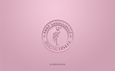 Fort Lauderdale CF, logo 3D creativo, sfondo rosa, squadra di calcio americana, USL League One, Fort Lauderdale, USA, arte 3d, calcio, logo 3d di Fort Lauderdale CF
