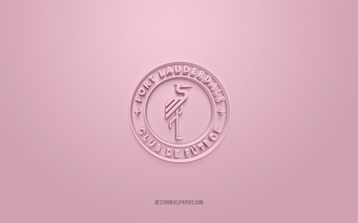 Fort Lauderdale CF, creative 3D logo, pink background, American soccer team, USL League One, Fort Lauderdale, USA, 3d art, soccer, Fort Lauderdale CF 3d logo