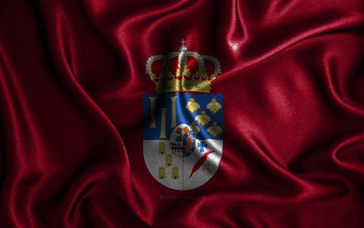 サラマンカの旗, 4k, シルクの波状の旗, スペインの州, サラマンカの日, ファブリックフラグ, 3Dアート, サラマンカ, ヨーロッパ, サラマンカ3Dフラグ, スペイン