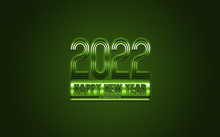 2022 New Year, 2022 lime background, 2022 concepts, Happy New Year 2022, lime carbon texture, lime background