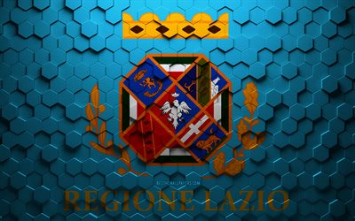 Flag of Lazio, honeycomb art, Lazio hexagons flag, Lazio, 3d hexagons art, Lazio flag