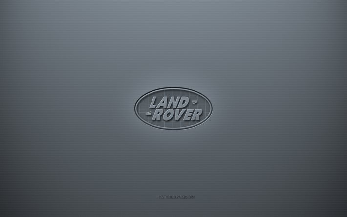 Land Rover logosu, gri yaratıcı arka plan, Land Rover amblemi, gri kağıt dokusu, Land Rover, gri arka plan, Land Rover 3d logosu