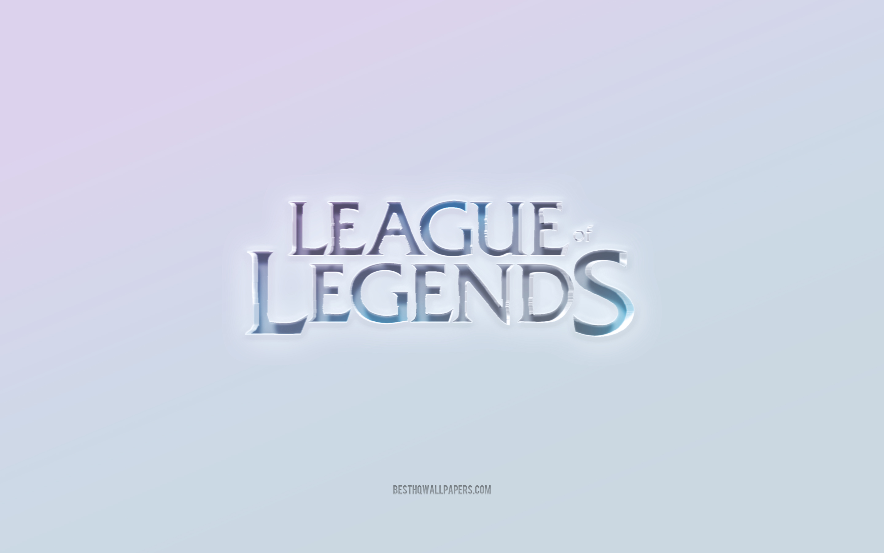 Logo League of Legends, texte 3d découpé, fond blanc, logo League of Legends 3d, emblème Instagram, League of Legends, logo en relief, emblème League of Legends 3d