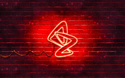 AstraZeneca red logo, 4k, red brickwall, AstraZeneca logo, Covid-19, Coronavirus, AstraZeneca neon logo, Covid vaccine, AstraZeneca