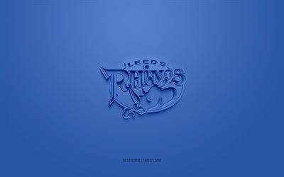 Leeds Rhinos, logotipo 3D criativo, fundo vermelho, clube de rugby brit&#226;nico, emblema 3D, Super League Europe, West Yorkshire, Inglaterra, arte 3D, rugby, logotipo 3D do Leeds Rhinos